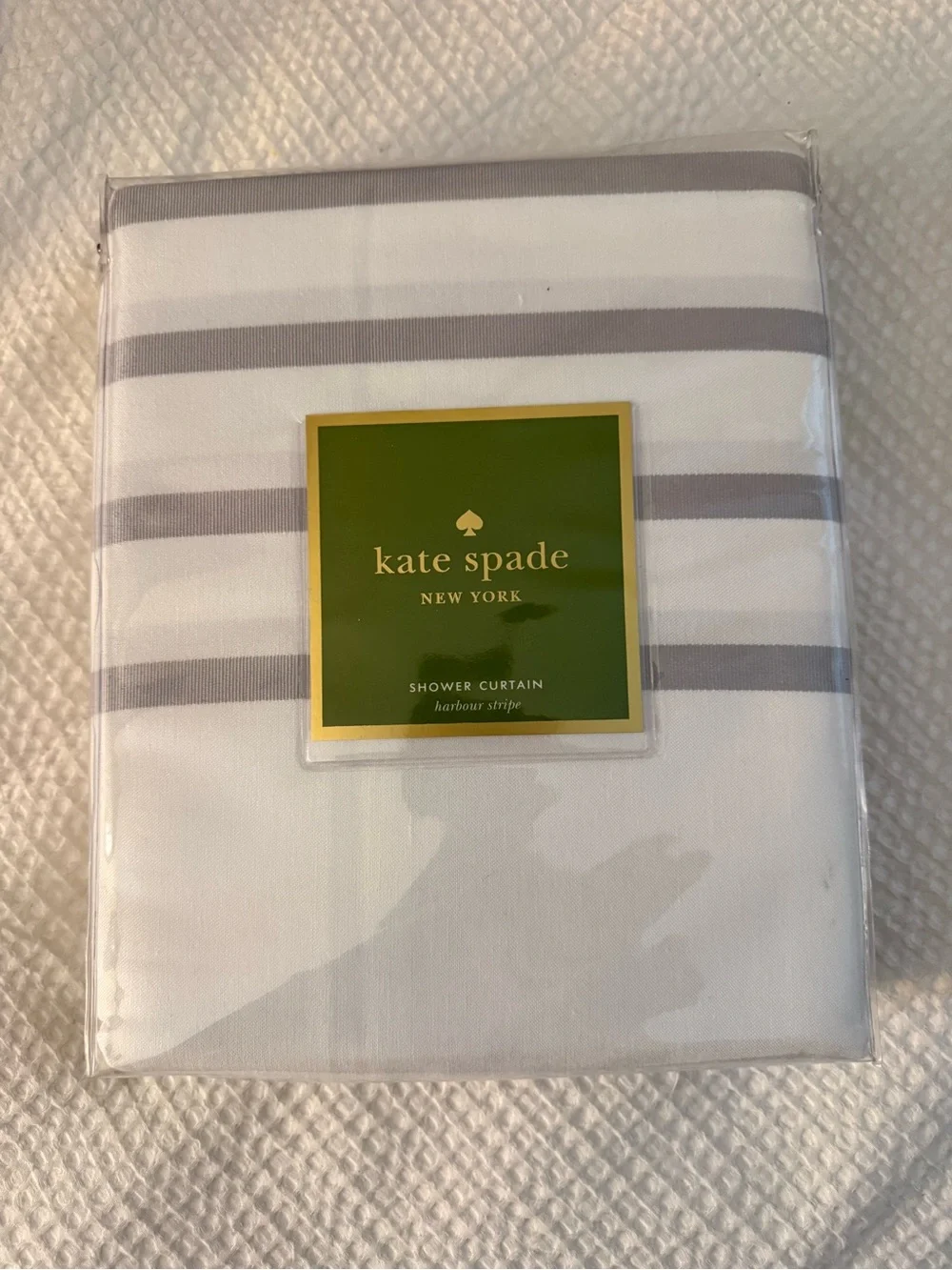 kate spade Platinum and White Striped Shower Curtain